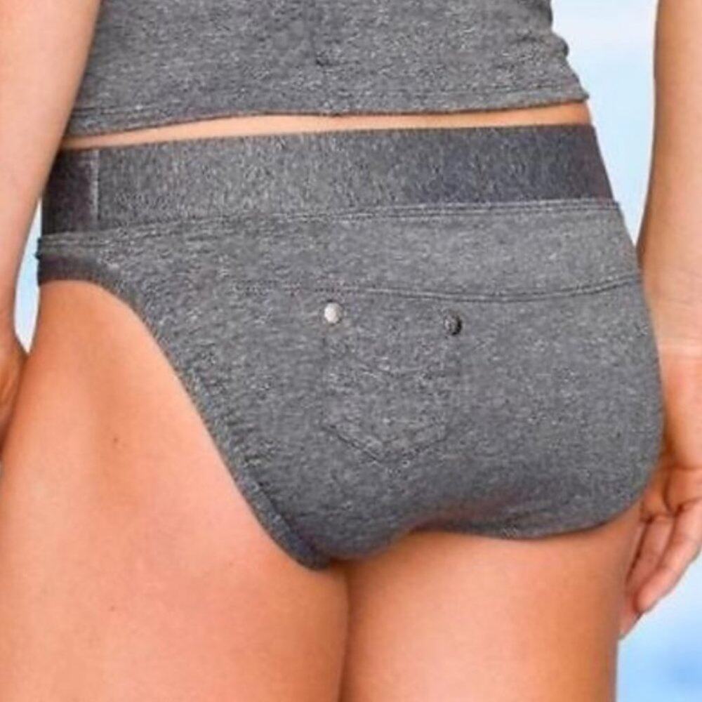 Athleta Bettona Swim Collection Medium Tide Banded Bottom in Heather Gray Size L